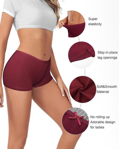 Uizuooy Boxers for Women Soft Stretch Boy Shorts Panties Seamless Underwear Cotton Sleep Shorts 6 Pack, 3901 in Saudi Arabia