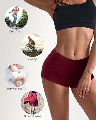Uizuooy Boxers for Women Soft Stretch Boy Shorts Panties Seamless Underwear Cotton Sleep Shorts 6 Pack, 3901 in Saudi Arabia