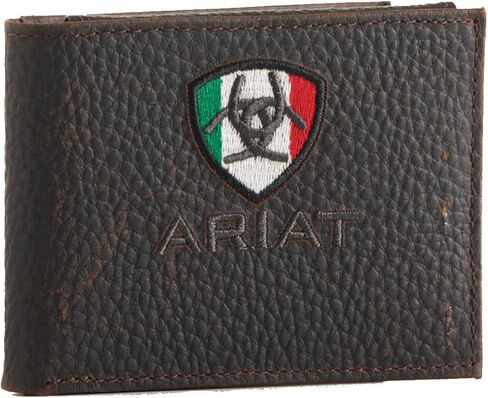 ARIAT Men's Brown Leather Bifold Wallet with Mexico Flag Logo in Saudi Arabia