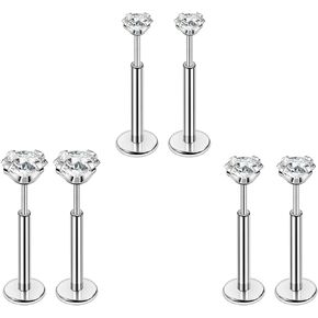 PunkTracker 20G 18G 16G Threadless Flat Back Earrings Studs for Tragus Nose Helix Conch Lip Piercing Jewelry - Cartilage Nose Studs Piercing Jewelry for Women Men 6Pcs in Saudi Arabia