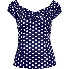 YARN & INK Women's Rockabilly Tops 1950s Pinup Shirt Casual Off Shoulder Vintage Blouse in Kuwait
