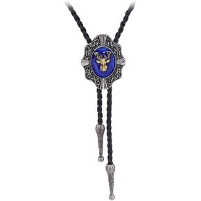 BRBAM Vintage Bicolor Animal Head Bolo Tie Necklace Cool Leather Western Cowboy Necktie Necklace in Saudi Arabia