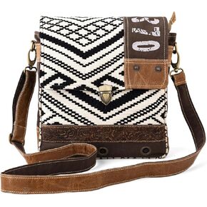 3B - Canvas vintage Messenger Bag and Shoulder Bag for Women & Men Upcycled & Leather purses with 2 Straps Multi Pockets Bag