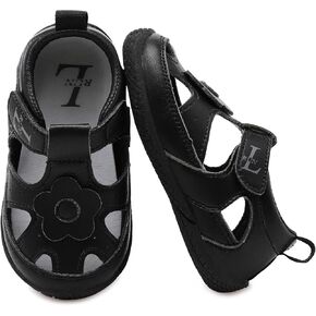 L-RUN Toddler Mary Jane Shoes Girls Casual Barefoot Sandals Breathable Princess Dress Flats Non-Slip Rubber Sole Infant First Walker Shoes for Outdoor Indoor