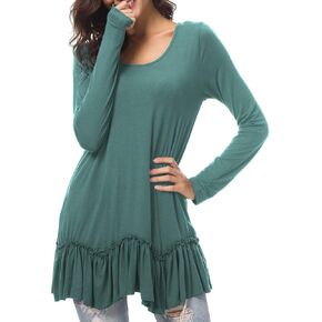 Urban CoCo Women's Casual T-Shirt Solid Long Sleeve Tunic Tops in Saudi Arabia