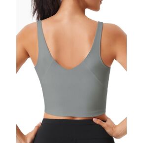 As Fairy Sports Bras for Women Longline Padded Medium Support Workout Crop Tops Built in Shelf Bra Wirefree Gym Yoga Tank Top