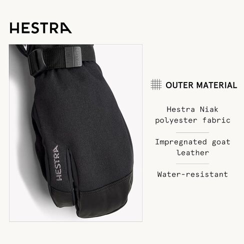 Hestra Unisex Powder Gauntlet 3-Finger Glove, Insulated, Windproof Leather Gloves for Alpine Ski & Everyday for Men & Women in Saudi Arabia