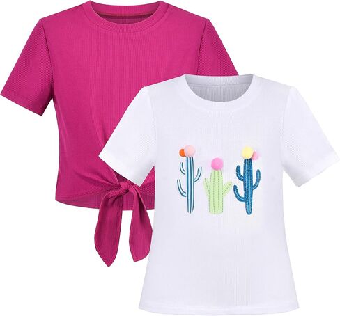 Sunny Fashion 2 Packs Girls Top Tee Shirt Long Sleeve Gray Pink School Uniform in Saudi Arabia