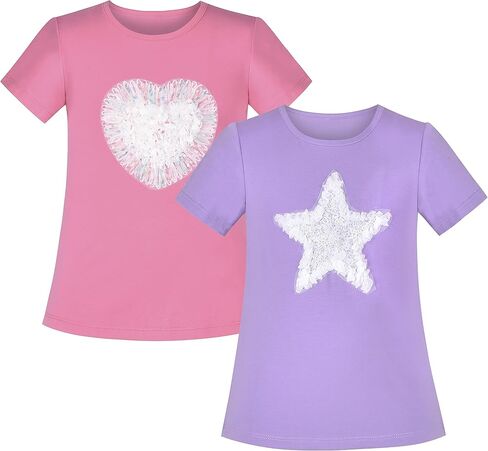 Sunny Fashion 2 Packs Girls Top Tee Shirt Long Sleeve Gray Pink School Uniform in Saudi Arabia