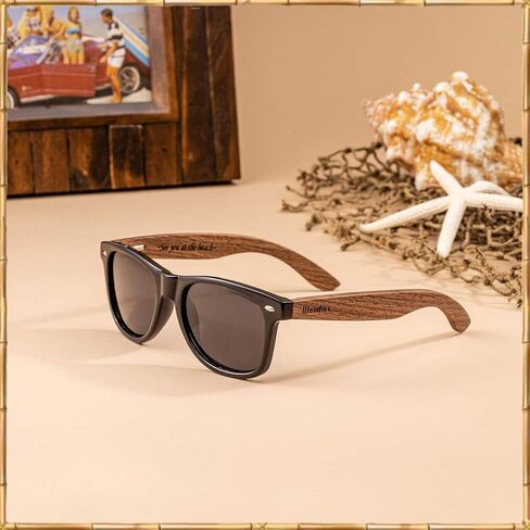 ووديز نظارة شمسية من خشب الجوز بعدسات مستقطبة داكنة وحماية 100% من الاشعة فوق البنفسجية فئة A وB للجنسين in Kuwait