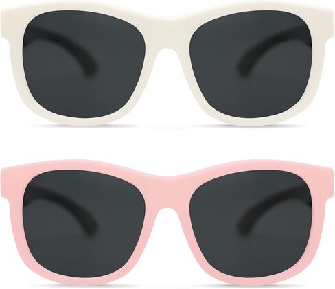 Olreco Baby Sunglasses Polarized Flexible Toddler Sunglasses with Strap Infant Sunglasses Baby Girl Boy 2 Pack 0-24 Months in Saudi Arabia