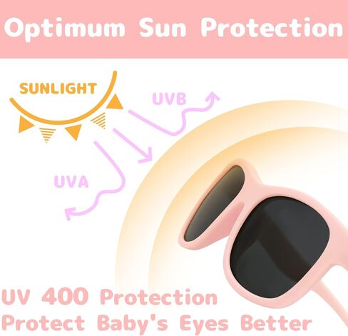 Olreco Baby Sunglasses Polarized Flexible Toddler Sunglasses with Strap Infant Sunglasses Baby Girl Boy 2 Pack 0-24 Months in Saudi Arabia