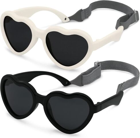 Olreco Baby Sunglasses Polarized Flexible Toddler Sunglasses with Strap Infant Sunglasses Baby Girl Boy 2 Pack 0-24 Months in Saudi Arabia