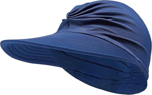 Sport Sun Visor Hats for Women Wide Brim Sun UV Protection Visors Beach Hat Ponytail Hat for Sports Beach Golf Hiking Fishing, Black + White + Dark Blue, One size in Kuwait