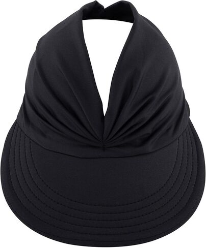 Sport Sun Visor Hats for Women Wide Brim Sun UV Protection Visors Beach Hat Ponytail Hat for Sports Beach Golf Hiking Fishing, Black + White + Dark Blue, One size in Kuwait