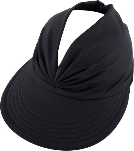 Sport Sun Visor Hats for Women Wide Brim Sun UV Protection Visors Beach Hat Ponytail Hat for Sports Beach Golf Hiking Fishing, Black + White + Dark Blue, One size in Kuwait