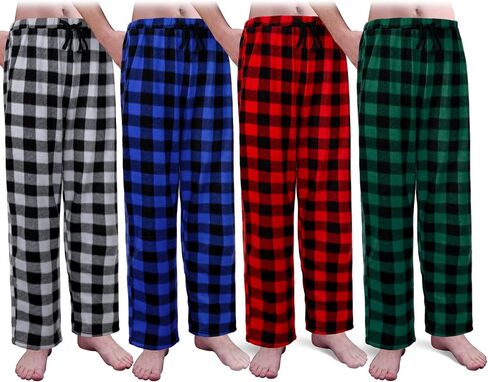 Toulite 4 Pcs Men's Plaid Pajama Pants Flannel Lounge Bottoms with Pockets Winter Warm Sleepwear Pants for Men in Saudi Arabia