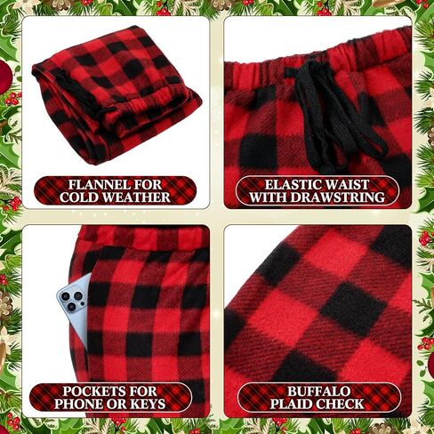 Toulite 4 Pcs Men's Plaid Pajama Pants Flannel Lounge Bottoms with Pockets Winter Warm Sleepwear Pants for Men in Saudi Arabia