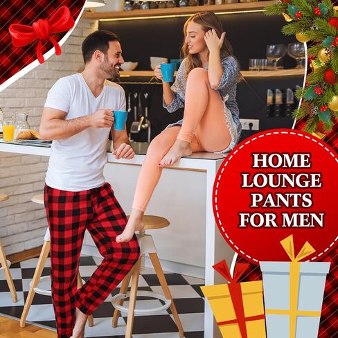 Toulite 4 Pcs Men's Plaid Pajama Pants Flannel Lounge Bottoms with Pockets Winter Warm Sleepwear Pants for Men in Saudi Arabia