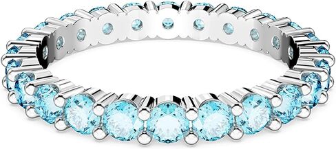 SWAROVSKI Matrix Ring, Aquamarine-Blue Crystals on a Rhodium Finished Band in Saudi Arabia