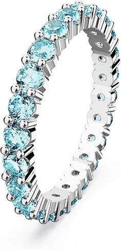 SWAROVSKI Matrix Ring, Aquamarine-Blue Crystals on a Rhodium Finished Band in Saudi Arabia