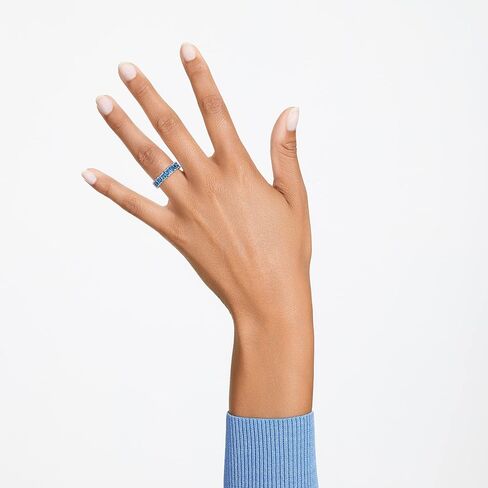 SWAROVSKI Matrix Ring, Aquamarine-Blue Crystals on a Rhodium Finished Band in Saudi Arabia