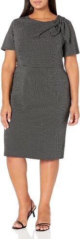 London Times Women's Sheath Dress with Draping and Bow and Twist Detail at Neck in Saudi Arabia