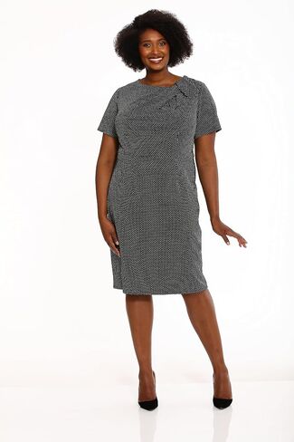 London Times Women's Sheath Dress with Draping and Bow and Twist Detail at Neck in Saudi Arabia