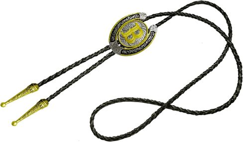 Moranse Upgrate Bolo Tie الذهبي الحرف الأولي من A إلى Z بنمط حدوة حصان رعاة البقر الغربي مع ربطة عنق من جلد البقر in Kuwait