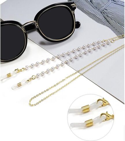 WOXVM 4 Pcs Eyeglass Chains for Women Beaded Sunglasses Strap Holder Elegant Glasses Chain Eyewear Retainer Lanyard Necklace in Kuwait