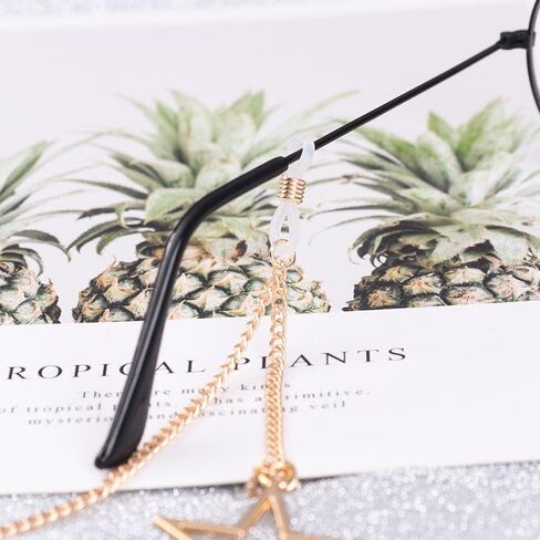 HomeSoGood 2 PCS Glasses Chain for Women Star Metal Eyewear Strap Holder Mask Chains Gold and Silver Sunglass Strap Holder in Saudi Arabia
