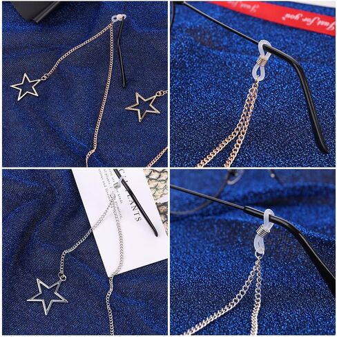 HomeSoGood 2 PCS Glasses Chain for Women Star Metal Eyewear Strap Holder Mask Chains Gold and Silver Sunglass Strap Holder in Saudi Arabia