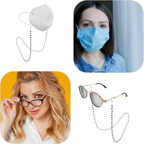 Glasses Chain for Women, Glasses Strap Holder Chain Beaded Eyeglass Chain Sunglasses Holder Strap Eyeglass Chain, Eye Glass Holders Necklaces, Pearl Masks Chain for Women(Brown, White, Purple, Black) in Saudi Arabia