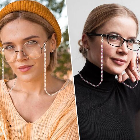 Glasses Chain for Women, Glasses Strap Holder Chain Beaded Eyeglass Chain Sunglasses Holder Strap Eyeglass Chain, Eye Glass Holders Necklaces, Pearl Masks Chain for Women(Brown, White, Purple, Black) in Saudi Arabia