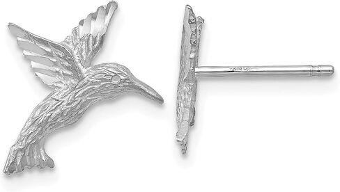 Polished and Textured Hummingbird Button Post Earrings in Real 14k Gold in Saudi Arabia