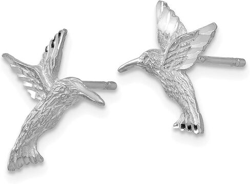 Polished and Textured Hummingbird Button Post Earrings in Real 14k Gold in Saudi Arabia