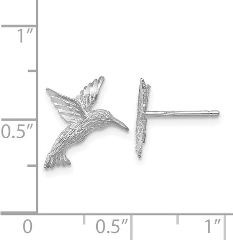 Polished and Textured Hummingbird Button Post Earrings in Real 14k Gold in Saudi Arabia