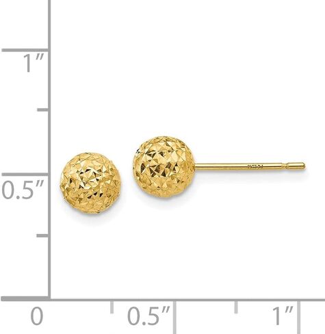 Diamond2Deal 14k Yellow Gold Diamond Cut Ball Stud Earrings Gift for Women in Saudi Arabia