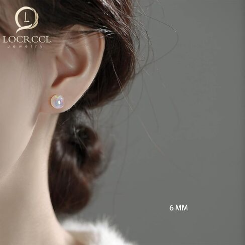 Locrccl Gold Pearl Stud Earrings for Women Ball Pearls Earrings Hypoallergenic Jewelry Gifts 6mm 8mm 10mm 12mm 14mm in Saudi Arabia