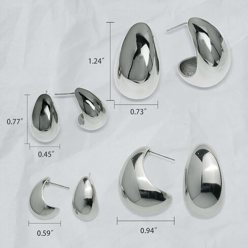 Frigotine Tear Drop Bottega Earring Dupes Statemen مكتنزة Waterdrop هوب أقراط للنساء - الموضة العصرية Waterdrop مصقول ناعم متجمد قطرات حفلة موسيقية هدية مجوهرات in Kuwait
