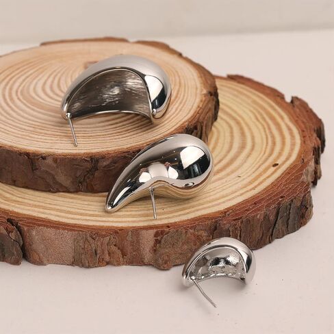 Frigotine Tear Drop Bottega Earring Dupes Statemen مكتنزة Waterdrop هوب أقراط للنساء - الموضة العصرية Waterdrop مصقول ناعم متجمد قطرات حفلة موسيقية هدية مجوهرات in Kuwait