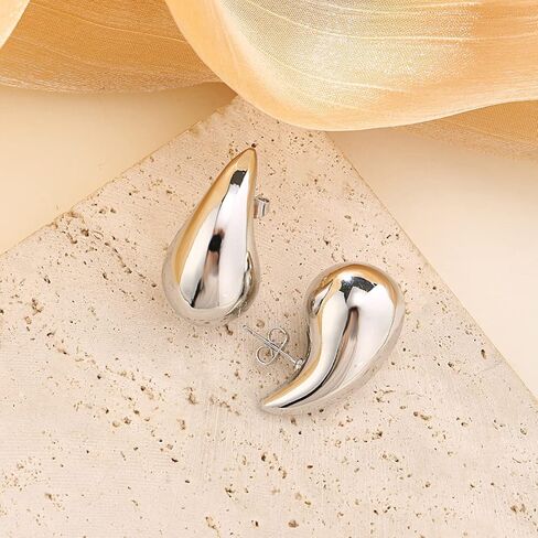 Frigotine Tear Drop Bottega Earring Dupes Statemen مكتنزة Waterdrop هوب أقراط للنساء - الموضة العصرية Waterdrop مصقول ناعم متجمد قطرات حفلة موسيقية هدية مجوهرات in Kuwait