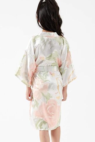 QXQTER Girls Floral Silk Kimono Robe Wedding Flower Girl Robes Dressing Gown Bathrobes Housecoat in Saudi Arabia