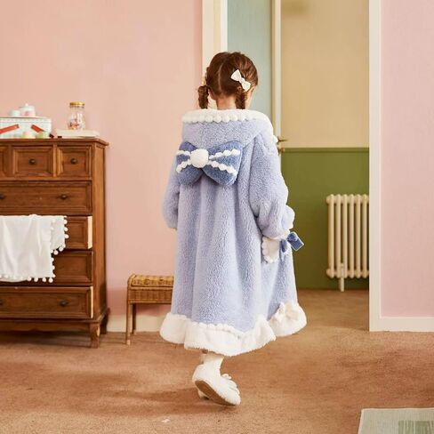 روب حمام للفتيات بغطاء للرأس من Nifyto Princess، رداء حمام للأميرة من الصوف الأزرق مع غطاء للرأس in Kuwait