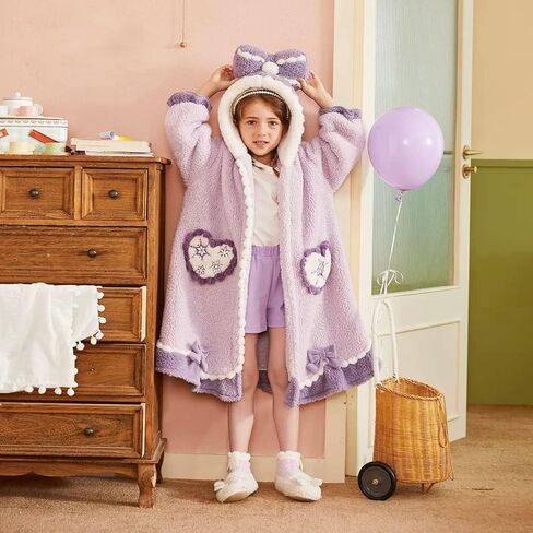 روب حمام للفتيات بغطاء للرأس من Nifyto Princess، رداء حمام للأميرة من الصوف الأزرق مع غطاء للرأس in Kuwait