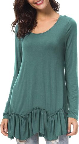 Urban CoCo Women's Casual T-Shirt Solid Long Sleeve Tunic Tops in Saudi Arabia