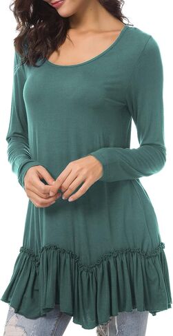 Urban CoCo Women's Casual T-Shirt Solid Long Sleeve Tunic Tops in Saudi Arabia