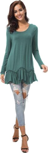 Urban CoCo Women's Casual T-Shirt Solid Long Sleeve Tunic Tops in Saudi Arabia