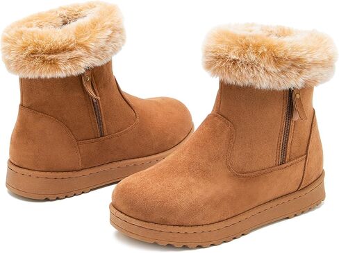 yageyan womens winter boots Mid calf snow booties fur lined womens warm ankle booties for outdoors in Saudi Arabia