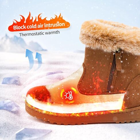 yageyan womens winter boots Mid calf snow booties fur lined womens warm ankle booties for outdoors in Saudi Arabia
